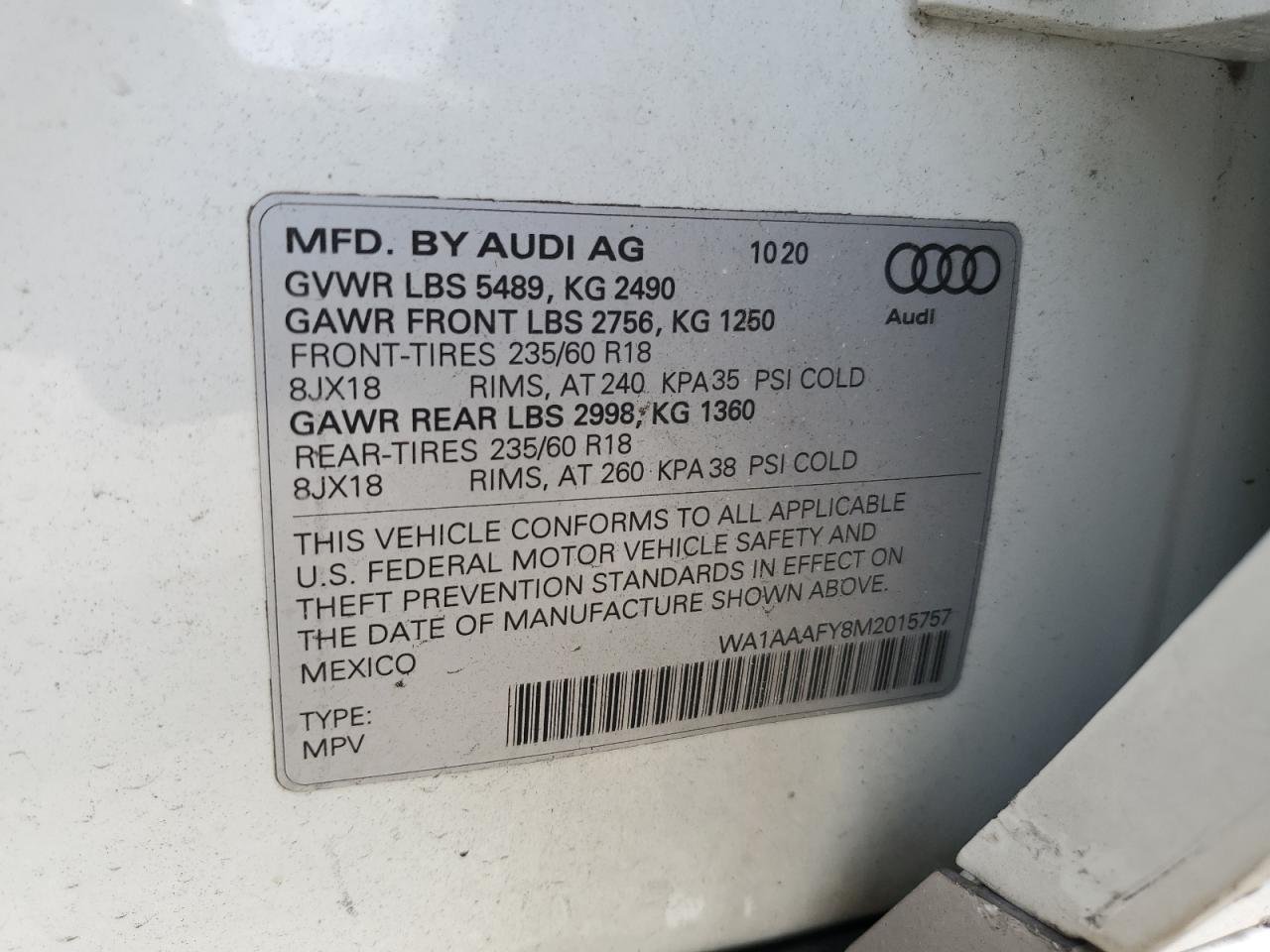 2021 Audi Q5 Premium VIN: WA1AAAFY8M2015757 Lot: 81749295