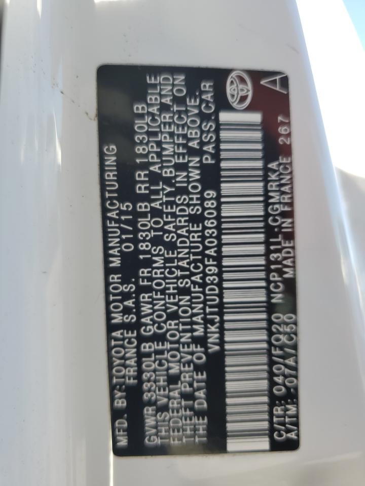 2015 Toyota Yaris VIN: VNKJTUD39FA036089 Lot: 71474475