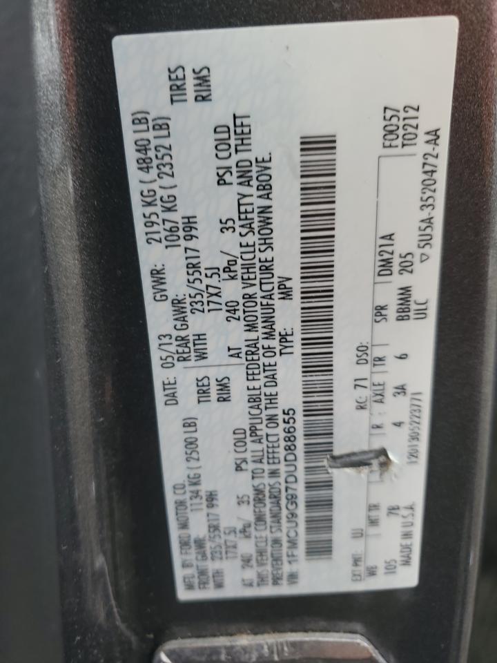 2013 Ford Escape Se VIN: 1FMCU9G97DUD88655 Lot: 84710415