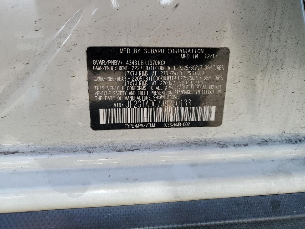 2018 Subaru Crosstrek Premium VIN: JF2GTADC7J8280133 Lot: 71549305