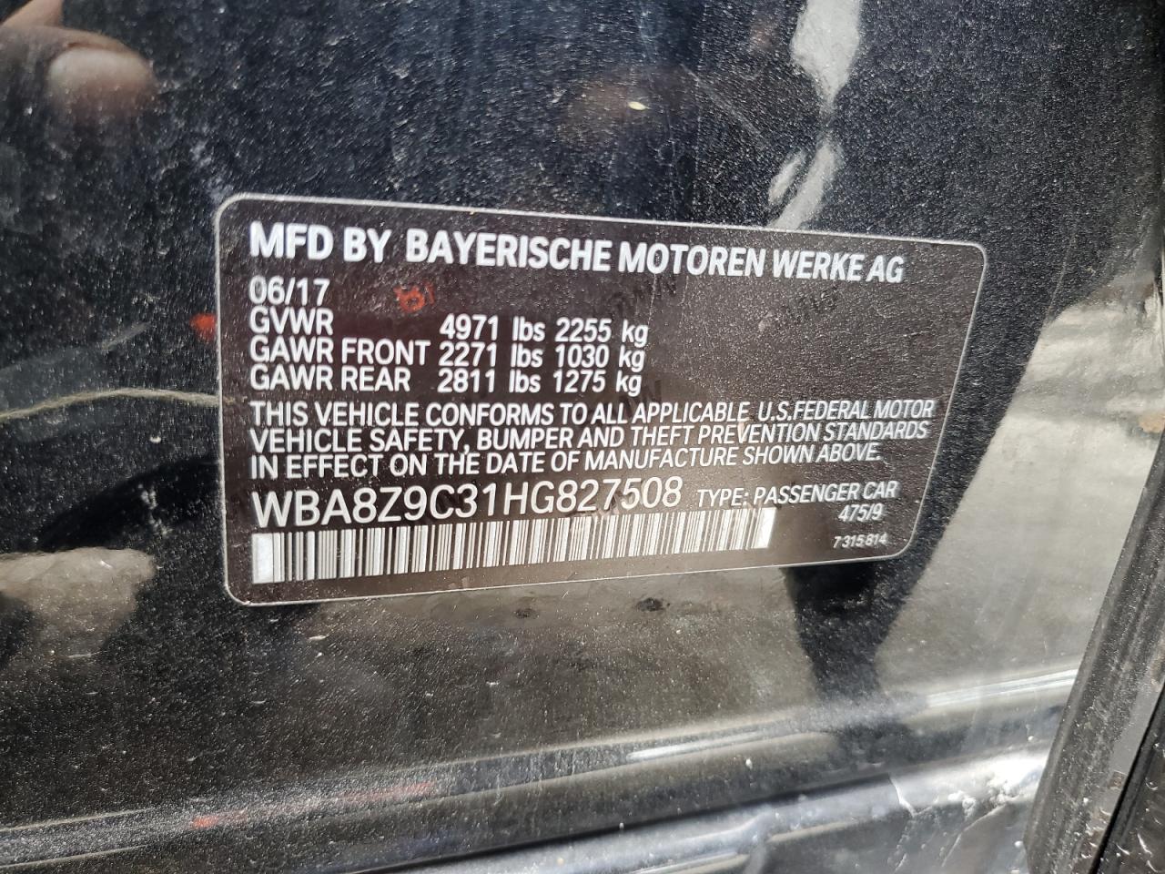 2017 BMW 330 Xigt VIN: WBA8Z9C31HG827508 Lot: 80911965