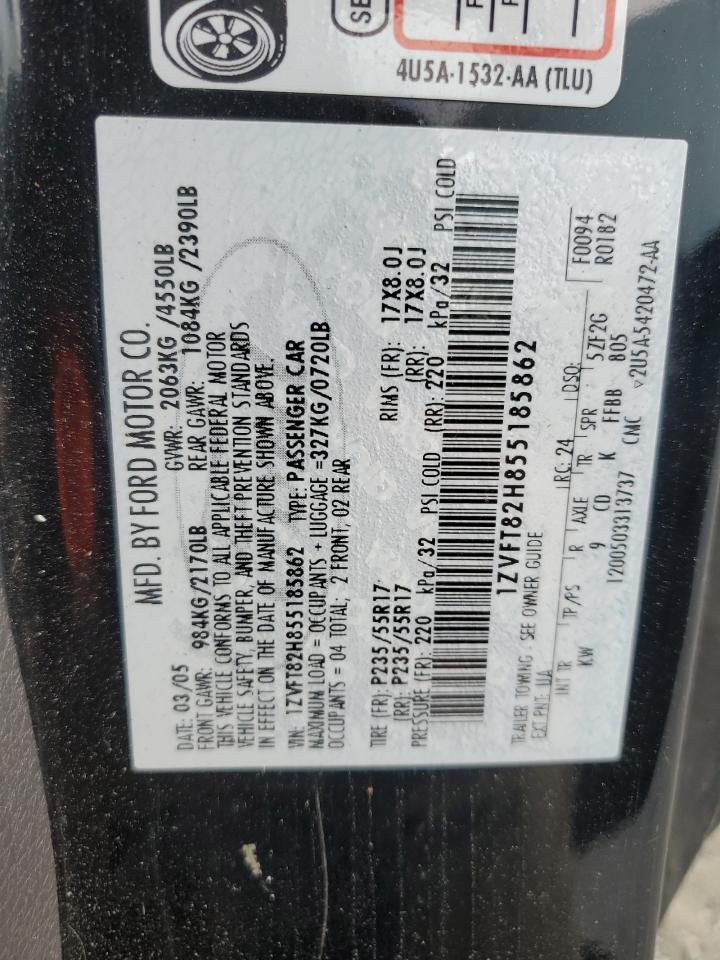 2005 Ford Mustang Gt VIN: 1ZVFT82H855185862 Lot: 84015955