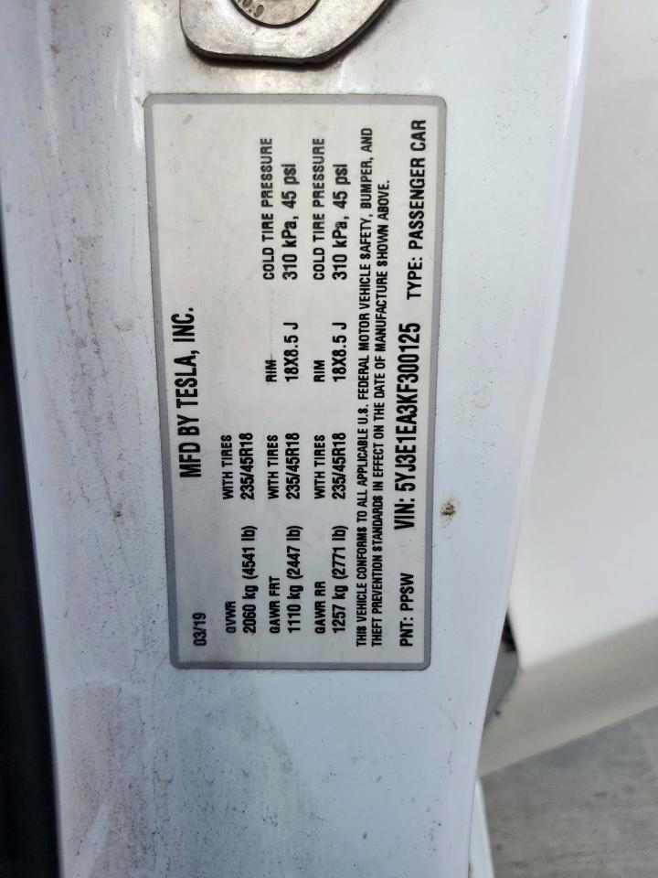 2018 Tesla Model 3 VIN: 5YJ3E1EA3KF300125 Lot: 80841445