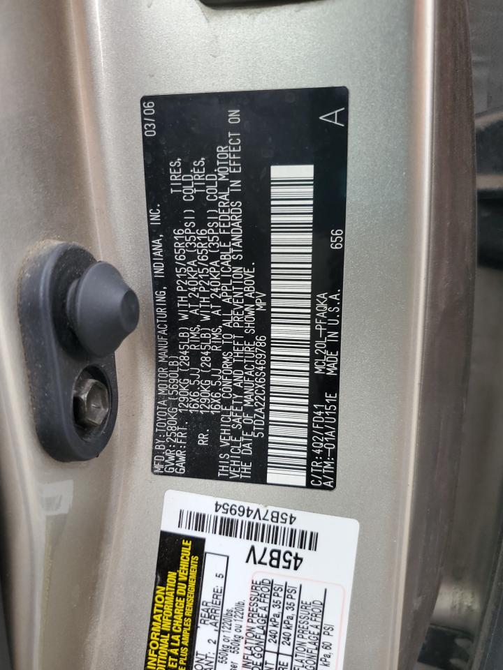 2006 Toyota Sienna Xle VIN: 5TDZA22CX6S469786 Lot: 80568895