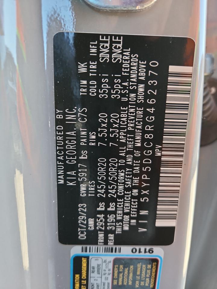 2024 Kia Telluride Sx VIN: 5XYP5DGC8RG462370 Lot: 81075215