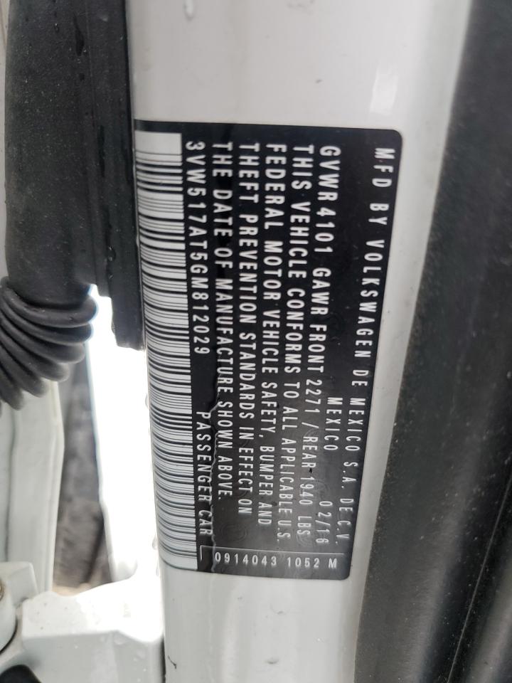 2016 Volkswagen Beetle S/Se VIN: 3VW517AT5GM812029 Lot: 80247885