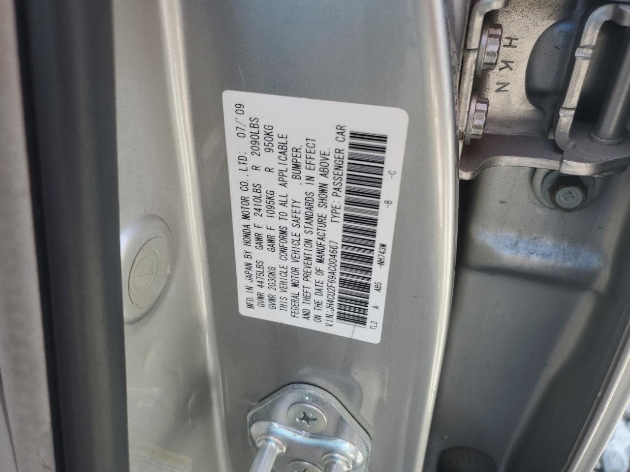 2010 Acura Tsx VIN: JH4CU2F69AC004667 Lot: 81364135