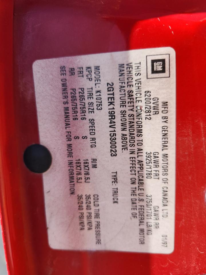 1997 GMC Sierra K1500 VIN: 2GTEK19R4V1530023 Lot: 81686355