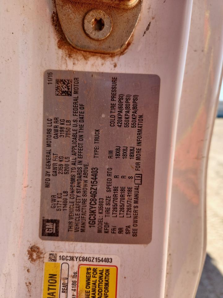 2016 Chevrolet Silverado K3500 VIN: 1GC3KYC84GZ154403 Lot: 84042045