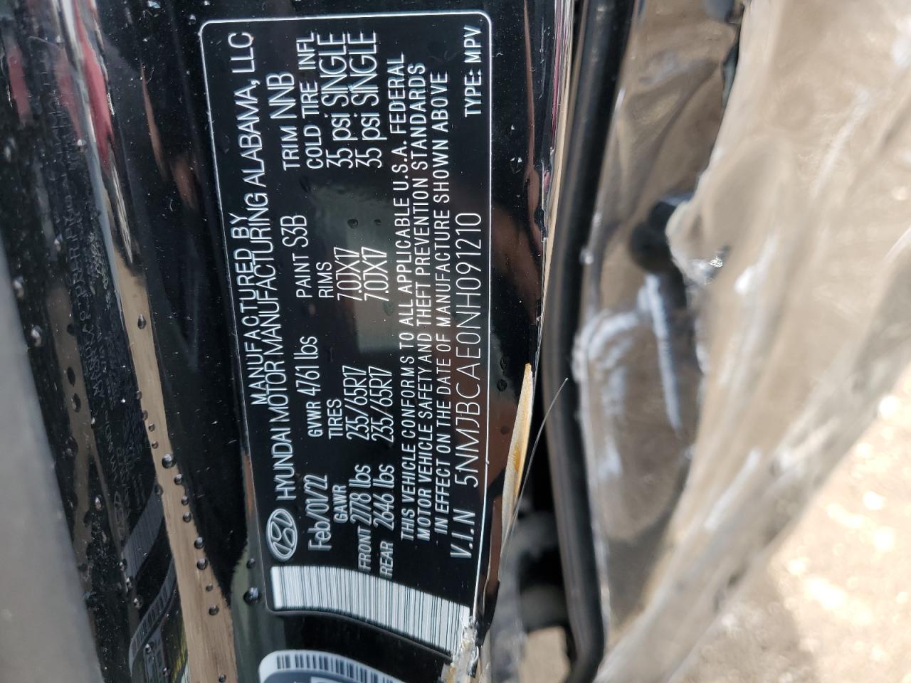 2022 Hyundai Tucson Sel VIN: 5NMJBCAE0NH091210 Lot: 80399435