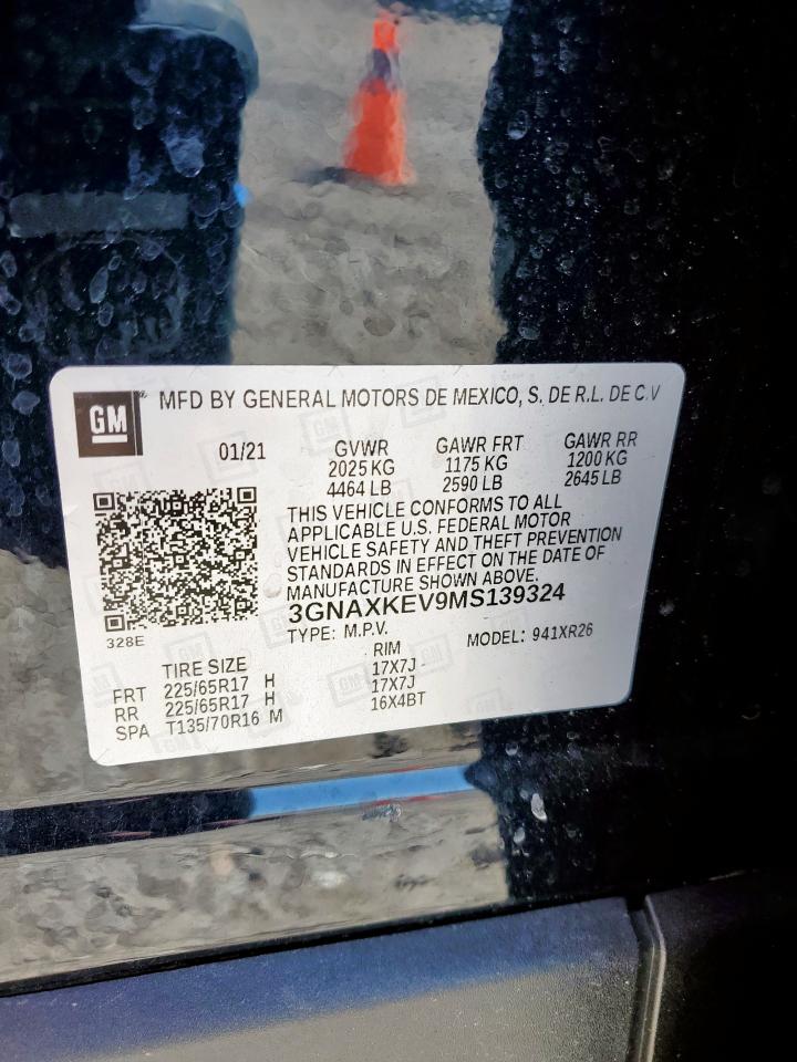 2021 Chevrolet Equinox Lt VIN: 3GNAXKEV9MS139324 Lot: 84222945