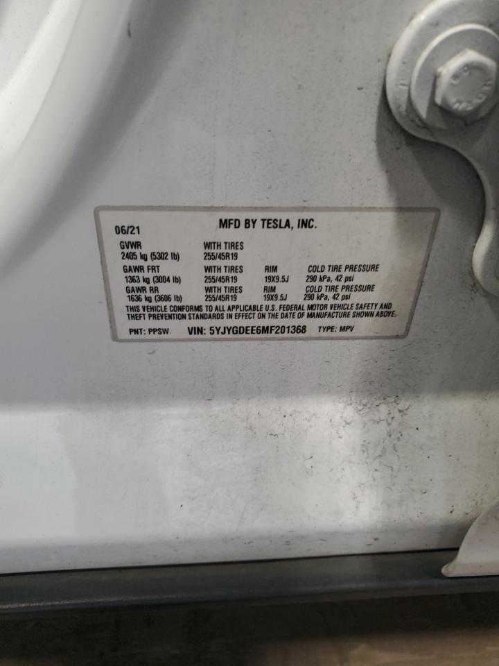2021 Tesla Model Y VIN: 5YJYGDEE6MF201368 Lot: 84559855