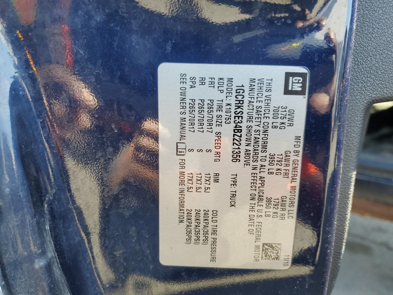 2011 Chevrolet Silverado K1500 Lt VIN: 1GCRKSE34BZ221356 Lot: 80696055