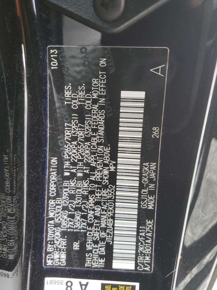 2014 Toyota Fj Cruiser VIN: JTEZU4BF9EK013552 Lot: 87408435