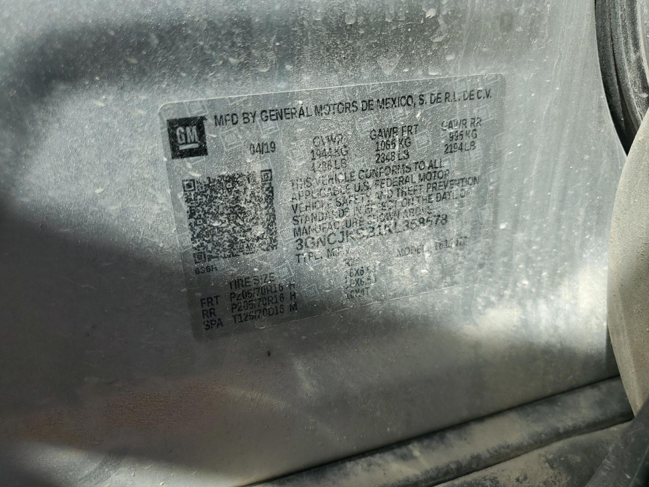 2019 Chevrolet Trax Ls VIN: 3GNCJKSB1KL358578 Lot: 84545145