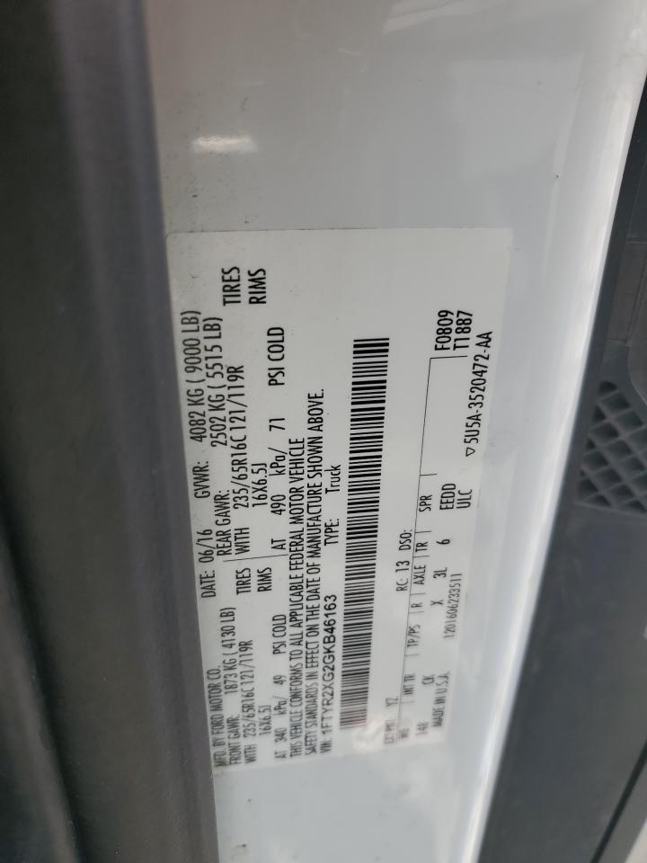 2016 Ford Transit T-250 VIN: 1FTYR2XG2GKB46163 Lot: 81899055