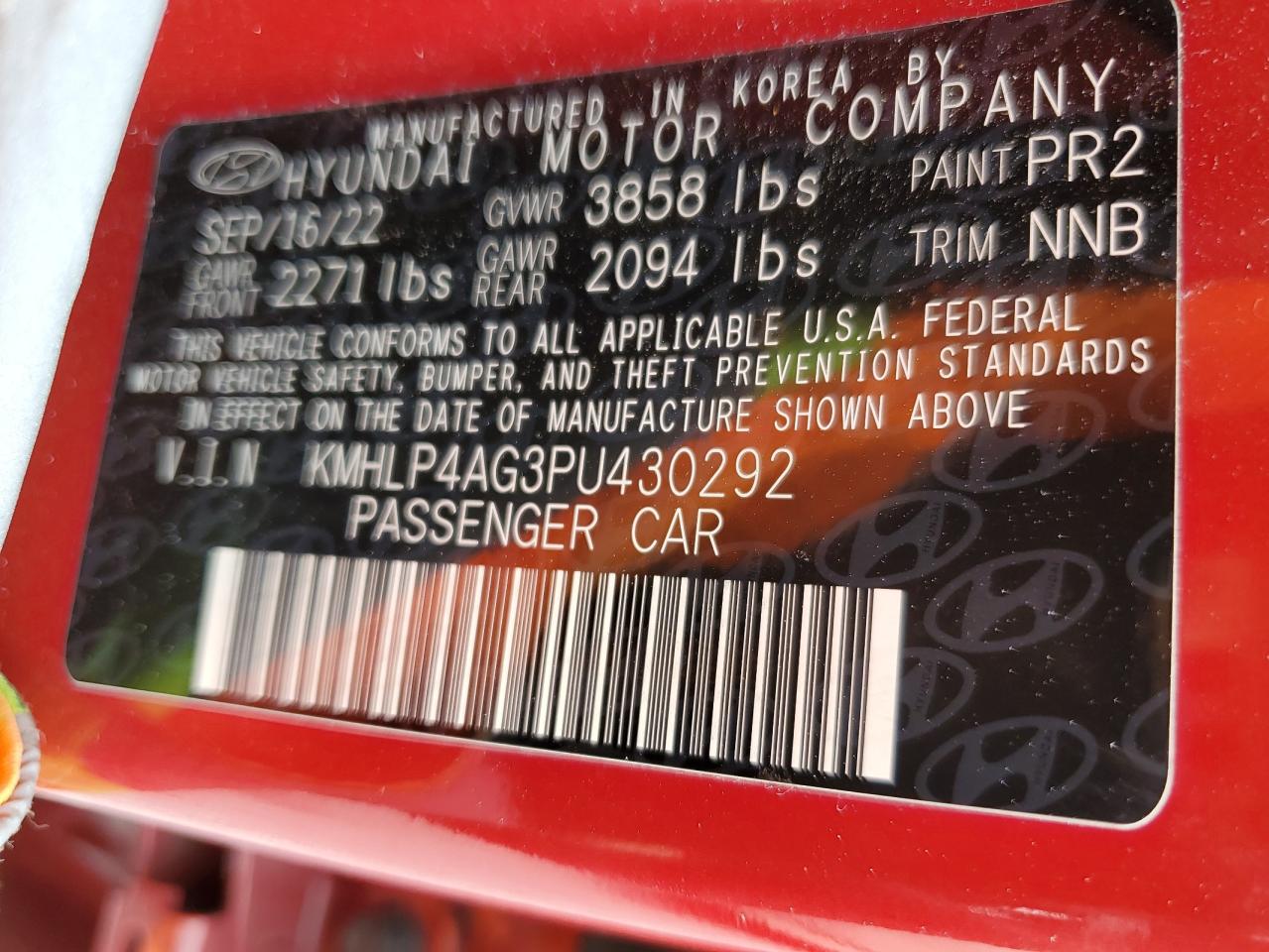 2023 Hyundai Elantra Limited VIN: KMHLP4AG3PU430292 Lot: 81459515