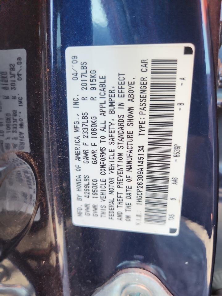 2009 Honda Accord Lx VIN: 1HGCP26309A145134 Lot: 82100035