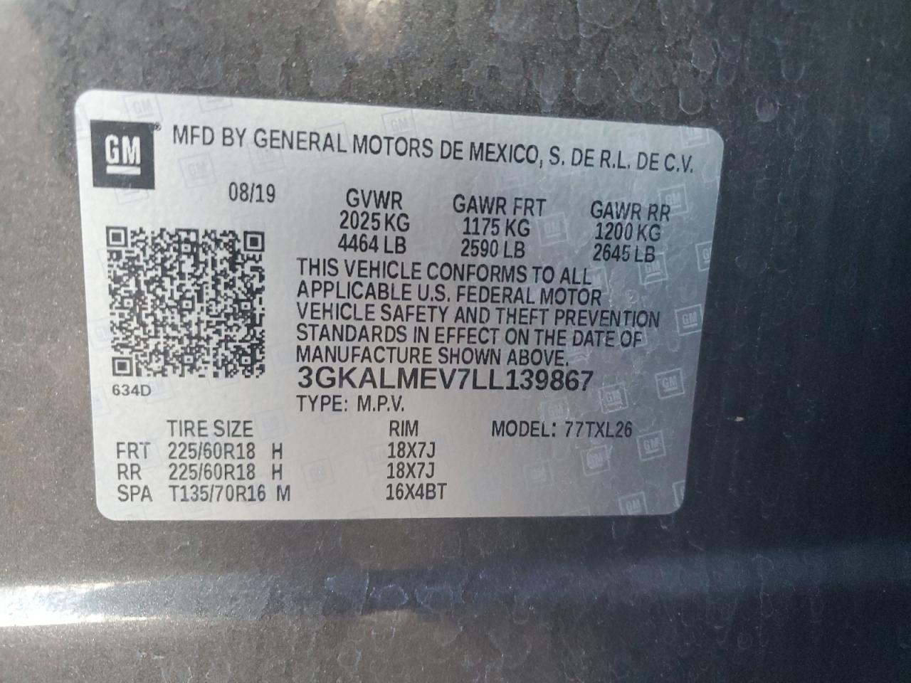 2020 GMC Terrain Sle VIN: 3GKALMEV7LL139867 Lot: 82127015