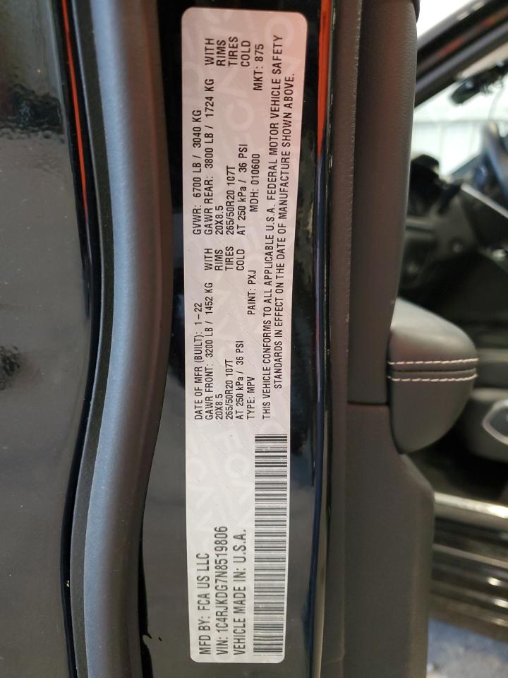 2022 Jeep Grand Cherokee L Overland VIN: 1C4RJKDG7N8519806 Lot: 69964085