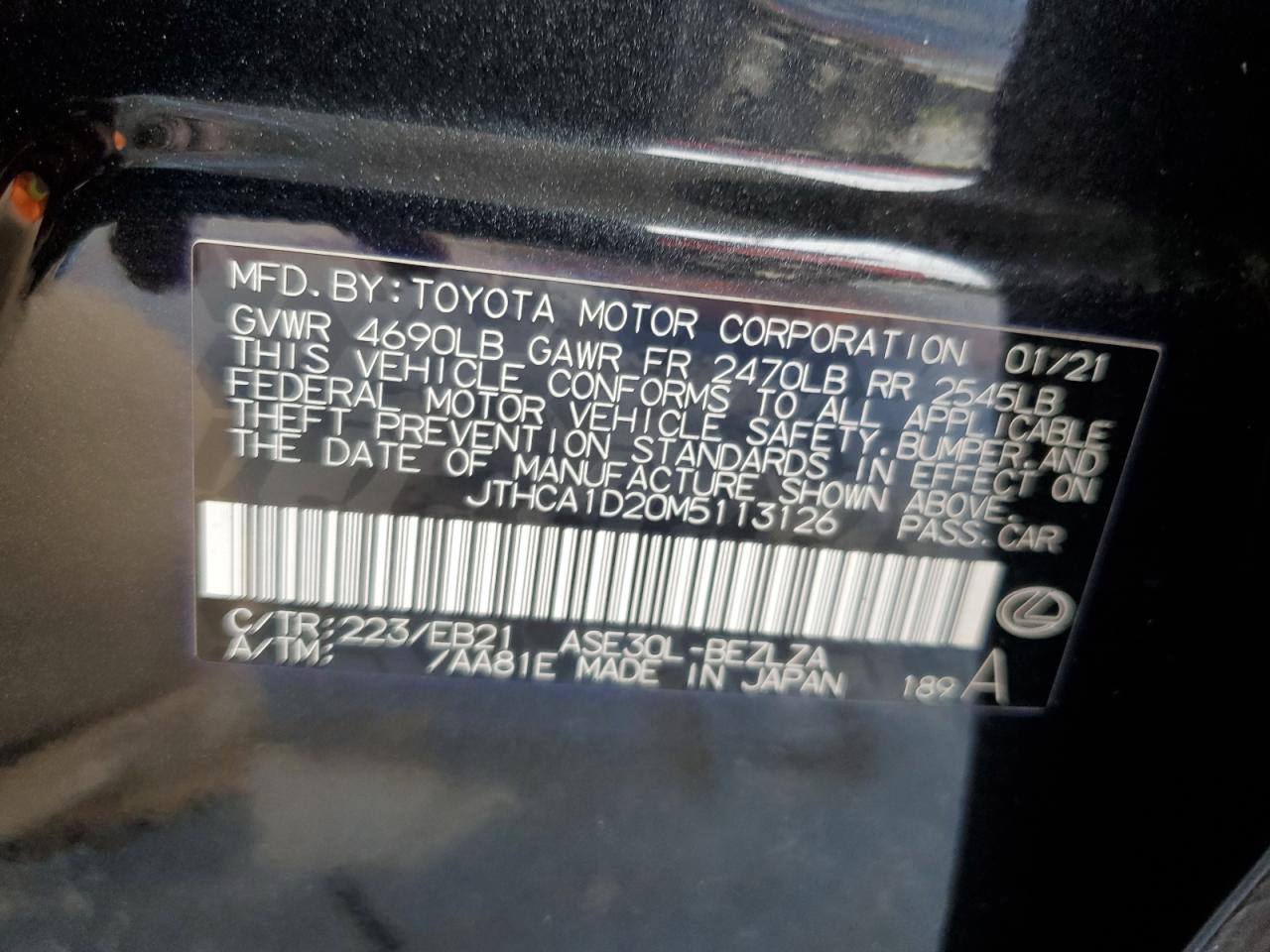 2021 Lexus Is 300 VIN: JTHCA1D20M5113126 Lot: 80756565