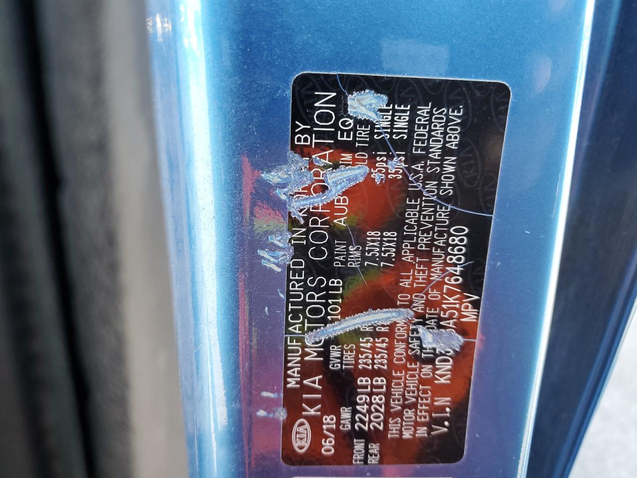 2019 Kia Soul + VIN: KNDJP3A51K7648680 Lot: 80035345