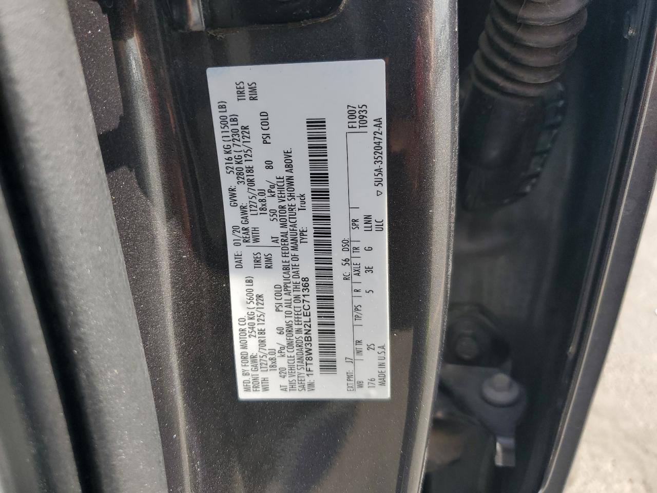 2020 Ford F350 Super Duty VIN: 1FT8W3BN2LEC71368 Lot: 80576175