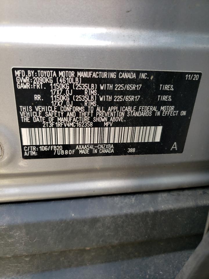 2021 Toyota Rav4 Le VIN: 2T3F1RFV4MC162358 Lot: 70893595