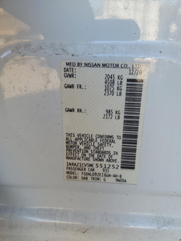 2021 Nissan Leaf Sv VIN: 1N4AZ1CV5MC551252 Lot: 69694675