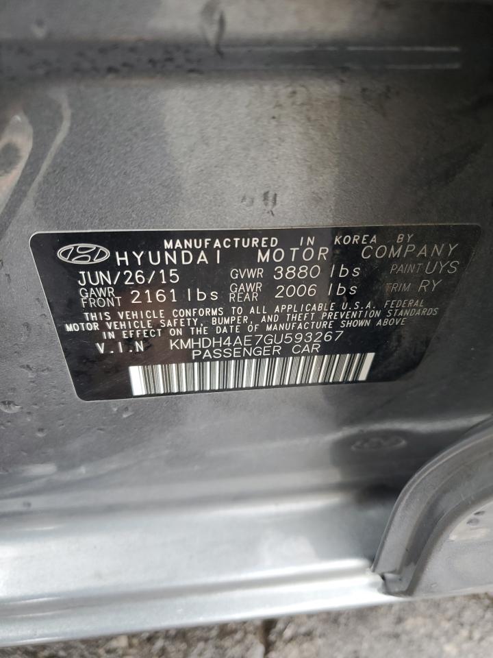 2016 Hyundai Elantra Se VIN: KMHDH4AE7GU593267 Lot: 83838265