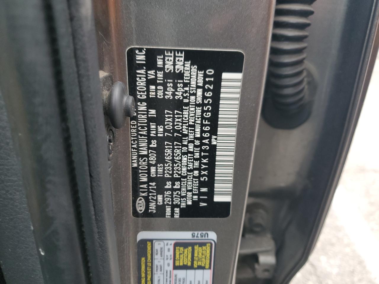 2015 Kia Sorento Lx VIN: 5XYKT3A66FG556210 Lot: 81784065