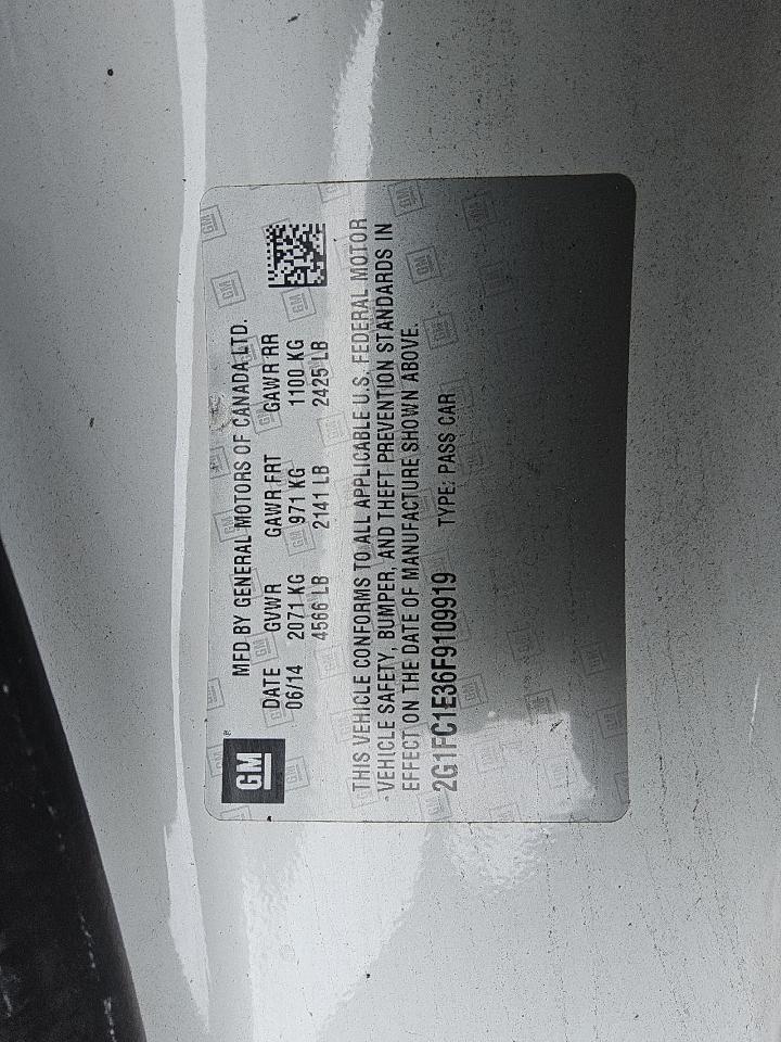 2015 Chevrolet Camaro Lt VIN: 2G1FC1E36F9109919 Lot: 71966485