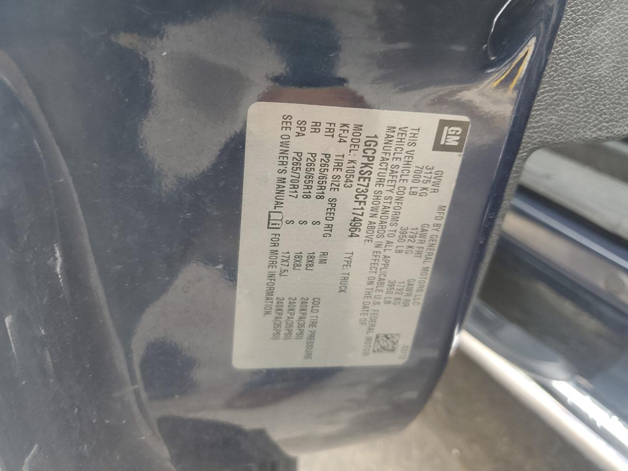 2012 Chevrolet Silverado K1500 Lt VIN: 1GCPKSE73CF174964 Lot: 84008175