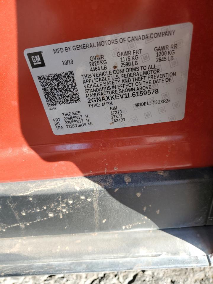 2020 Chevrolet Equinox Lt VIN: 2GNAXKEV1L6159578 Lot: 82167715