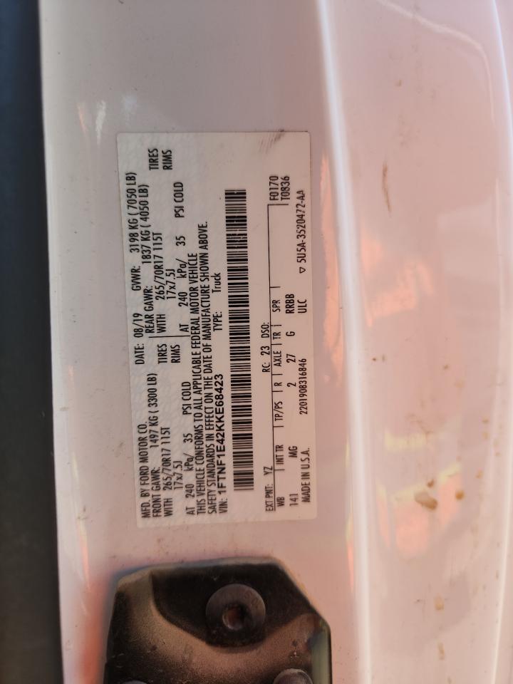 2019 Ford F150 VIN: 1FTNF1E42KKE68423 Lot: 81227495