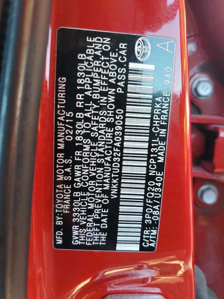 2015 Toyota Yaris VIN: VNKKTUD32FA039050 Lot: 84927455