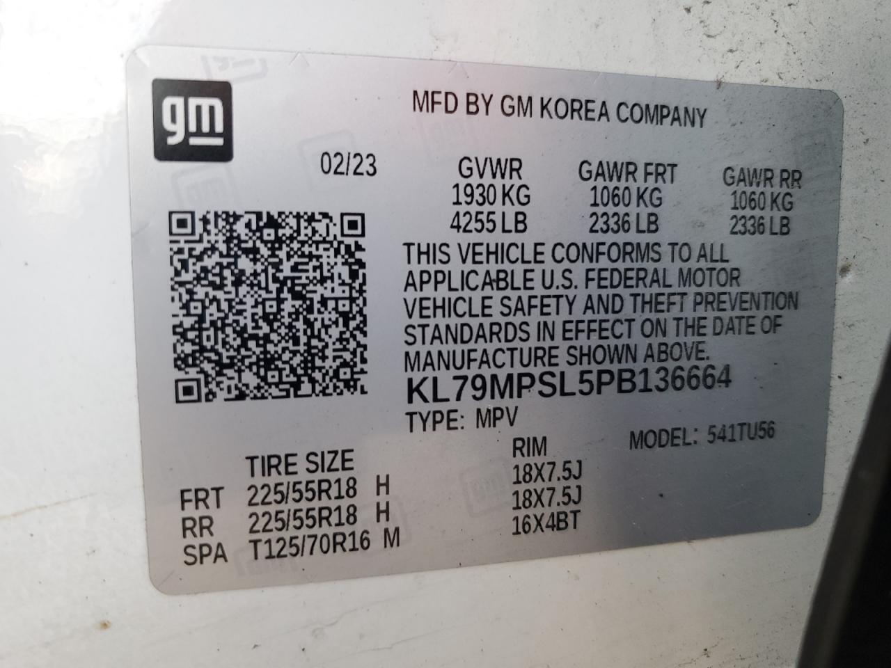 2023 Chevrolet Trailblazer Lt VIN: KL79MPSL5PB136664 Lot: 80808065