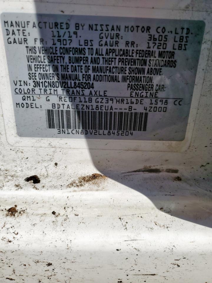 2020 Nissan Versa S VIN: 3N1CN8DV2LL845204 Lot: 70718945
