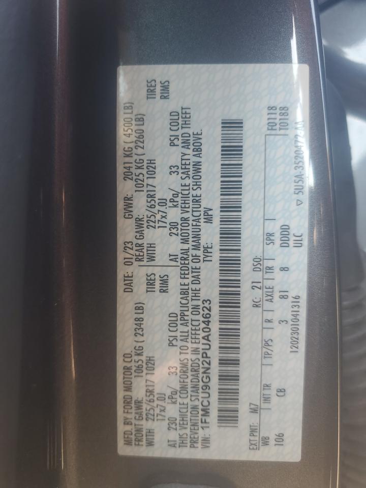 2023 Ford Escape Active VIN: 1FMCU9GN2PUA04623 Lot: 81451315