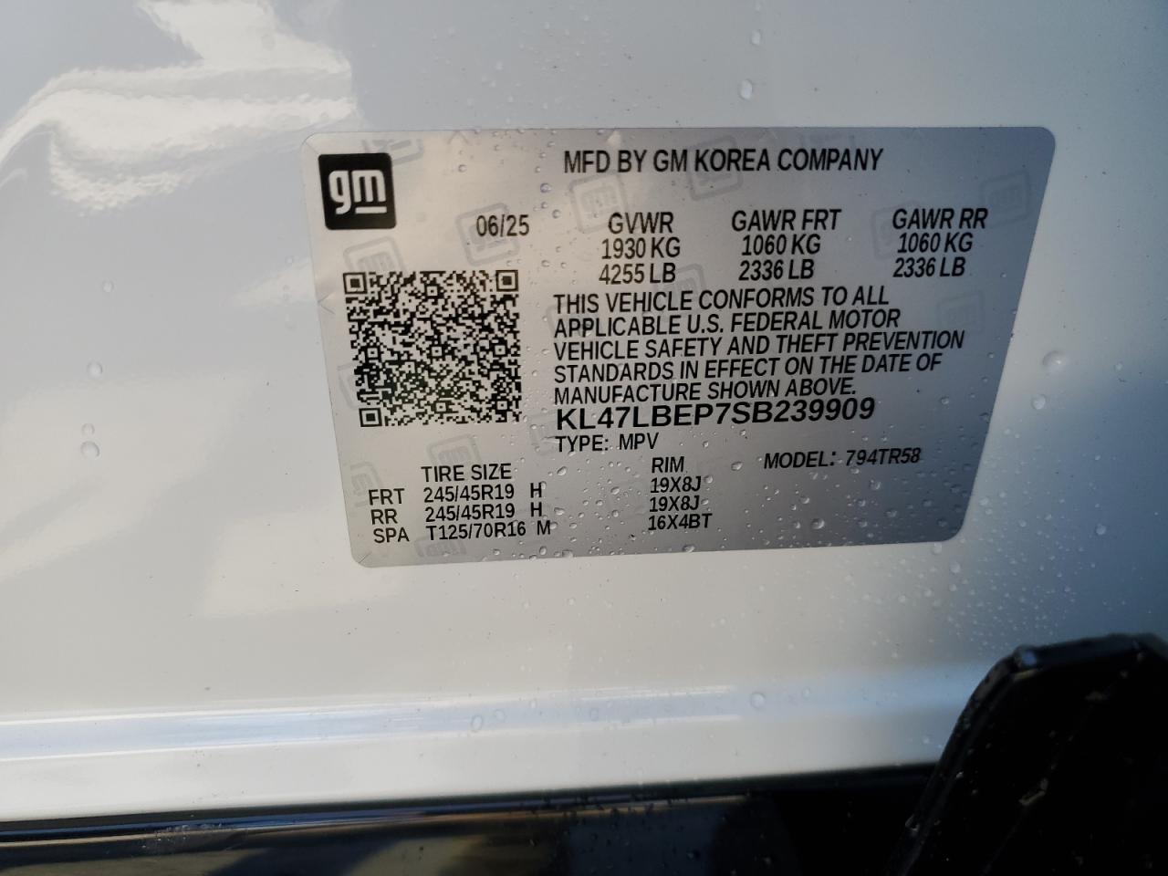 2025 Buick Envista Sport Touring VIN: KL47LBEP7SB239909 Lot: 71901005