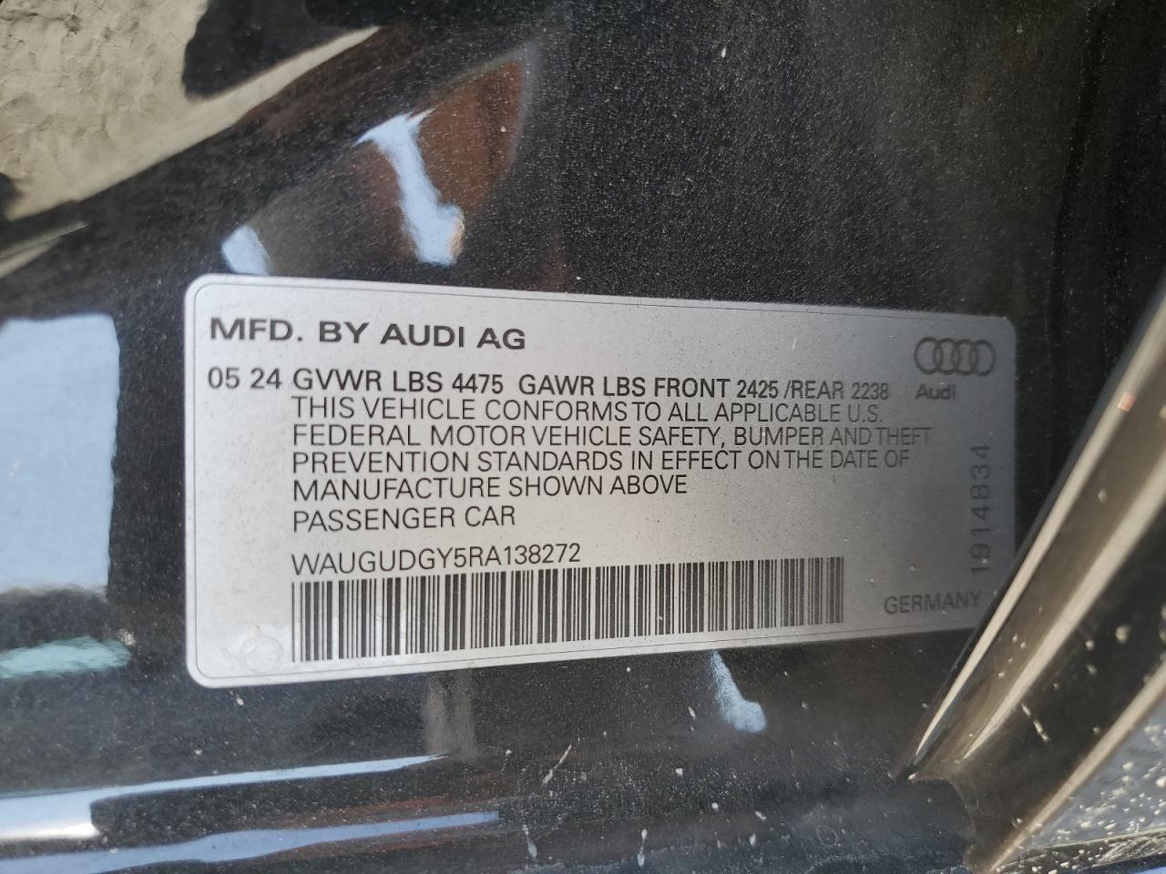 2024 Audi A3 Premium VIN: WAUGUDGY5RA138272 Lot: 71133175