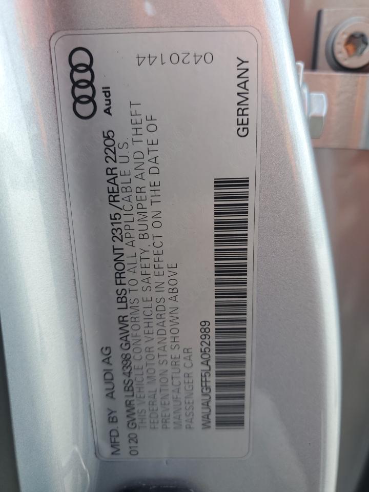 2020 Audi A3 Premium VIN: WAUAUGFF5LA052989 Lot: 81059365