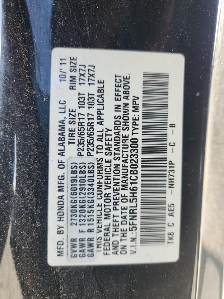 2012 Honda Odyssey Exl VIN: 5FNRL5H61CB023300 Lot: 80623005