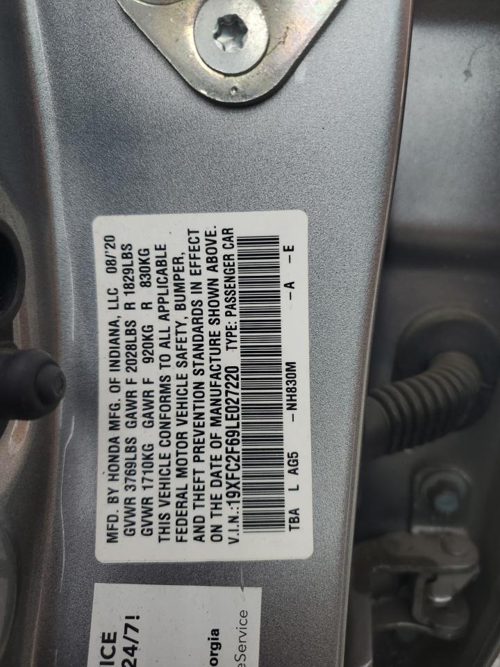 2020 Honda Civic Lx VIN: 19XFC2F69LE027220 Lot: 81324635