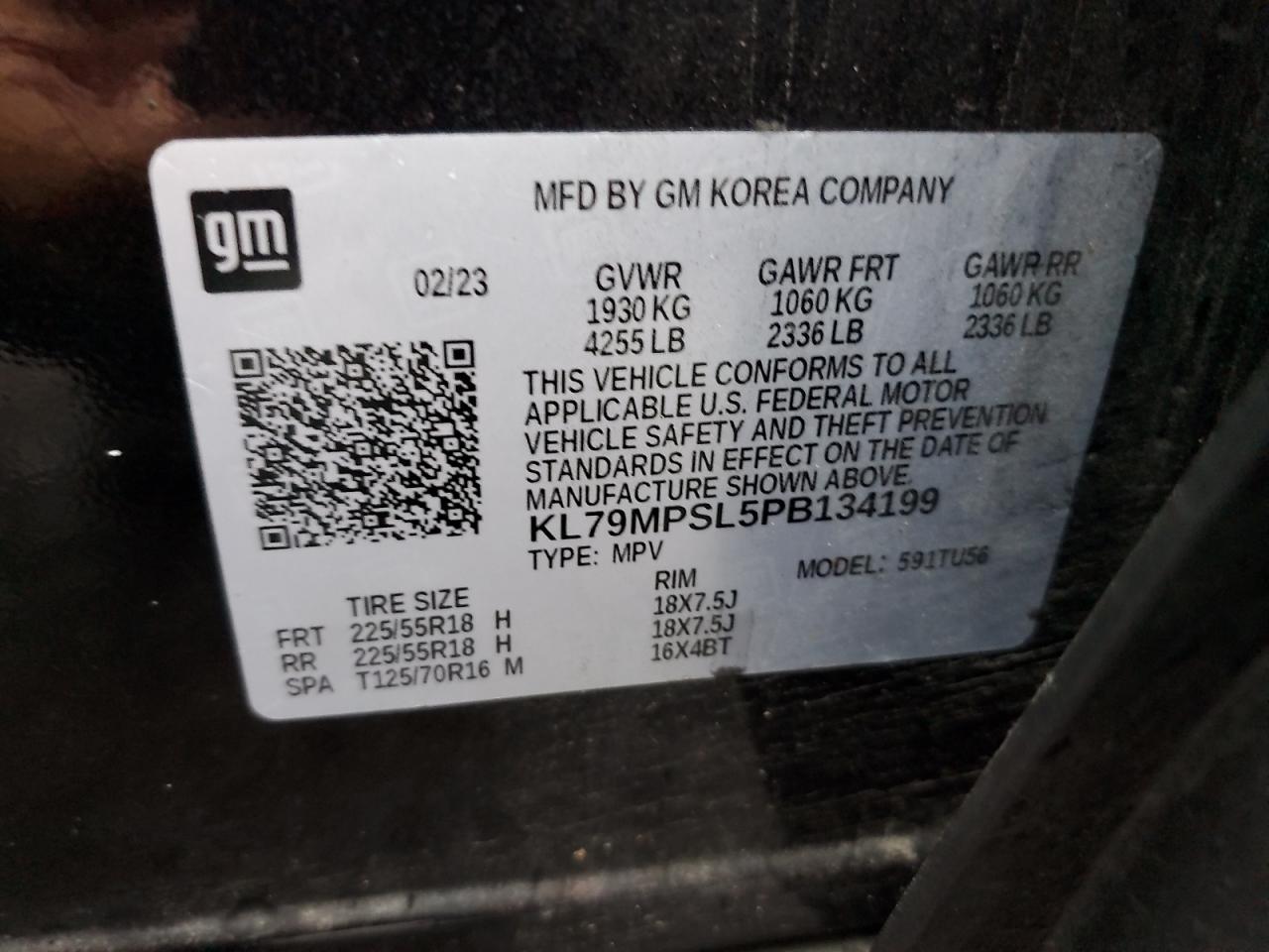 2023 Chevrolet Trailblazer Lt VIN: KL79MPSL5PB134199 Lot: 83943535