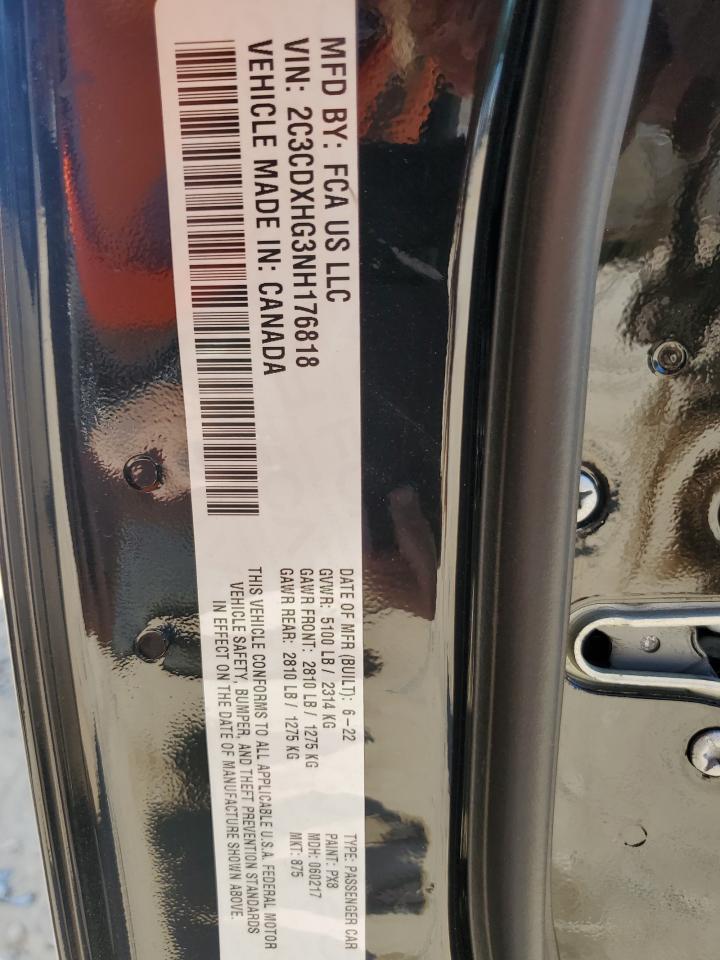 2022 Dodge Charger Gt VIN: 2C3CDXHG3NH176818 Lot: 81233945