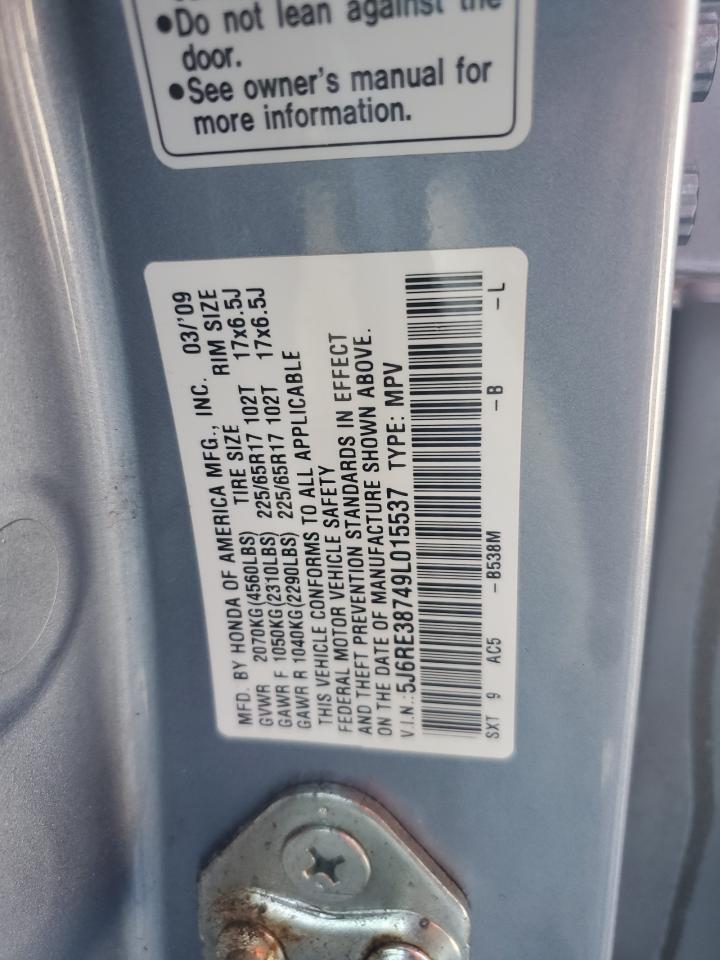 2009 Honda Cr-V Exl VIN: 5J6RE38749L015537 Lot: 80944335