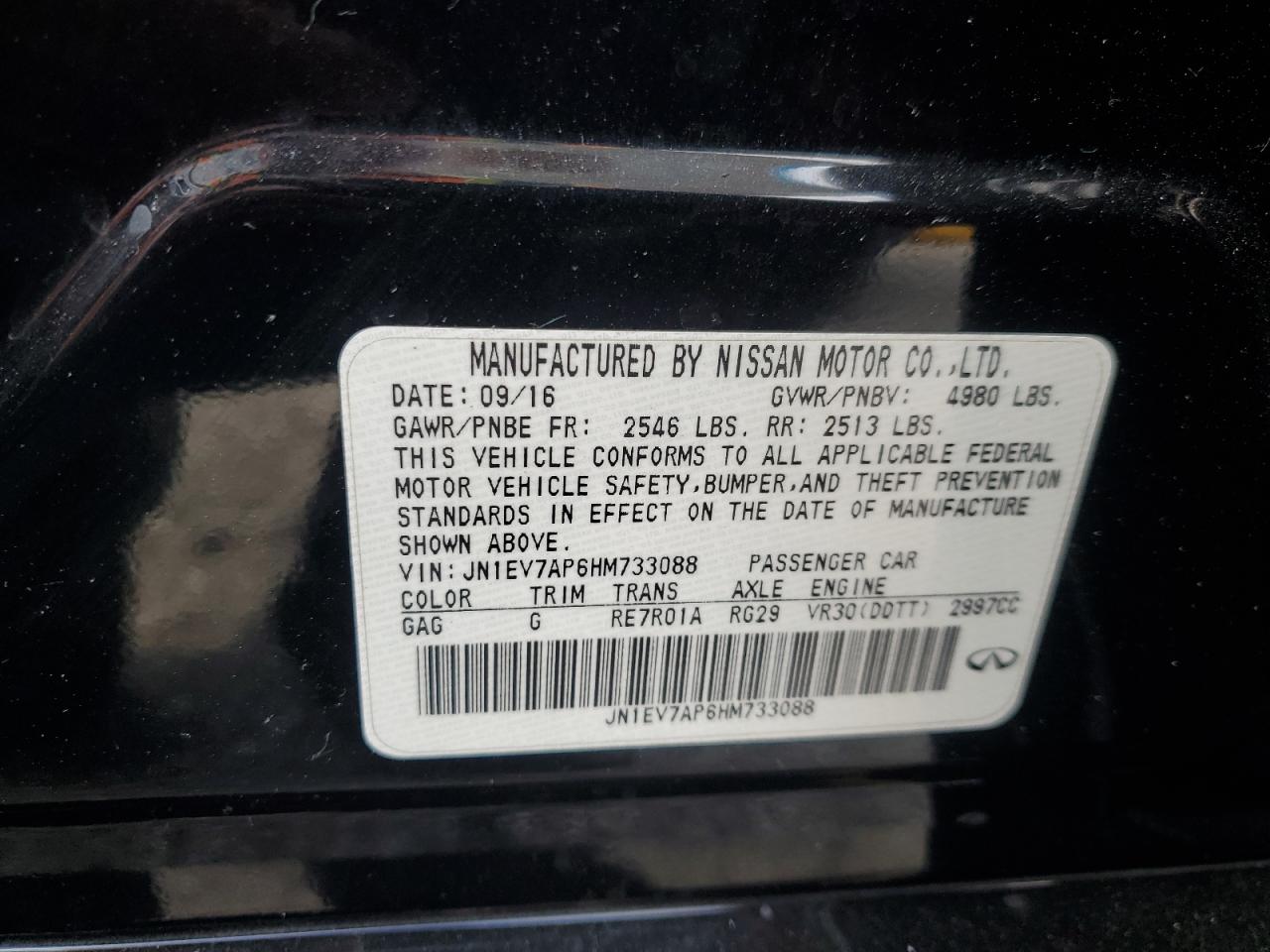 2017 Infiniti Q50 Premium VIN: JN1EV7AP6HM733088 Lot: 81280205