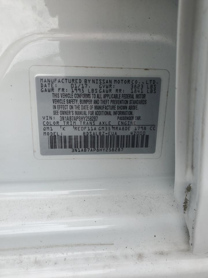 2017 Nissan Sentra S VIN: 3N1AB7AP8HY258287 Lot: 71192775