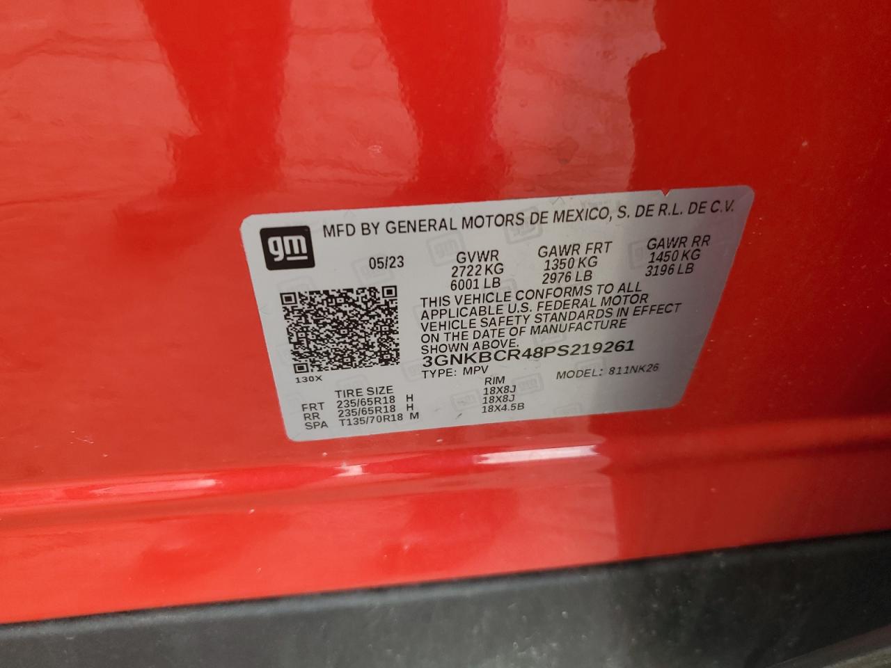 2023 Chevrolet Blazer 2Lt VIN: 3GNKBCR48PS219261 Lot: 71818295